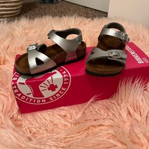 Birkenstock Rio silver sandals